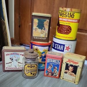 Vintage Tin Can Collection--8 Containers
